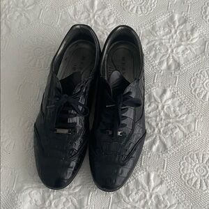 Mezlan Black Crocodile Pattern Men's Shoes